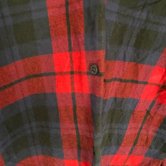 Zara Trafaluc Navy Red Plaid Flannel Shirt - Picture 3 of 4